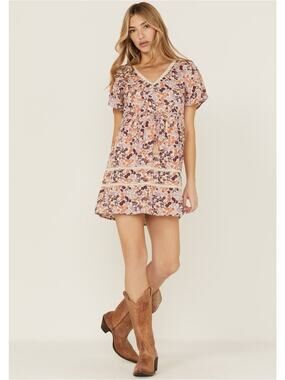 IDYLLWIND WOMEN'S BLOSSOM COURT FLORAL MINI DRESS Size Small Boho Western